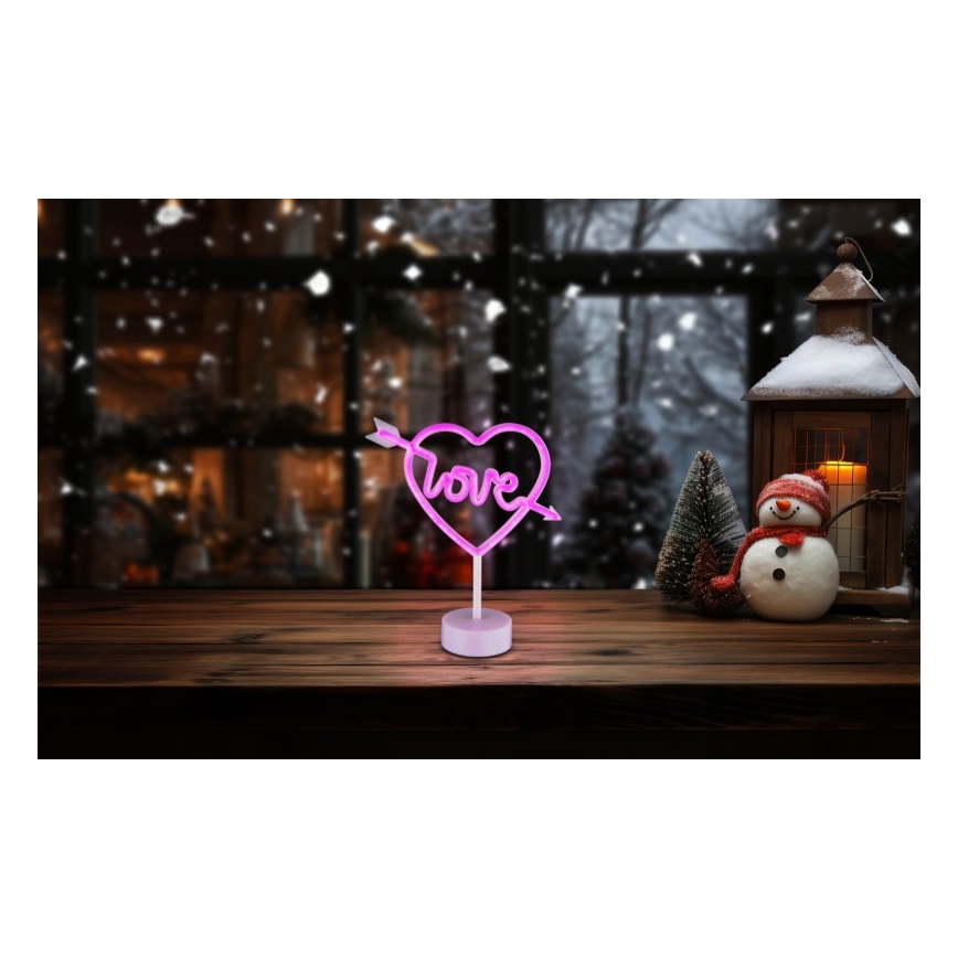 Globo - LED Neon Tischdekoration LED/2W/3xAA Herz