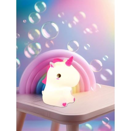 Globo - LED RGBW, dimmbares, wiederaufladbares Kinder-Nachtlicht, LED/1,5W/5V, 1200 mAh, Einhorn