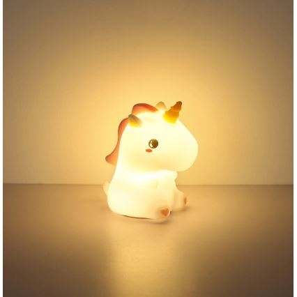 Globo - LED RGBW, dimmbares, wiederaufladbares Kinder-Nachtlicht, LED/1,5W/5V, 1200 mAh, Einhorn