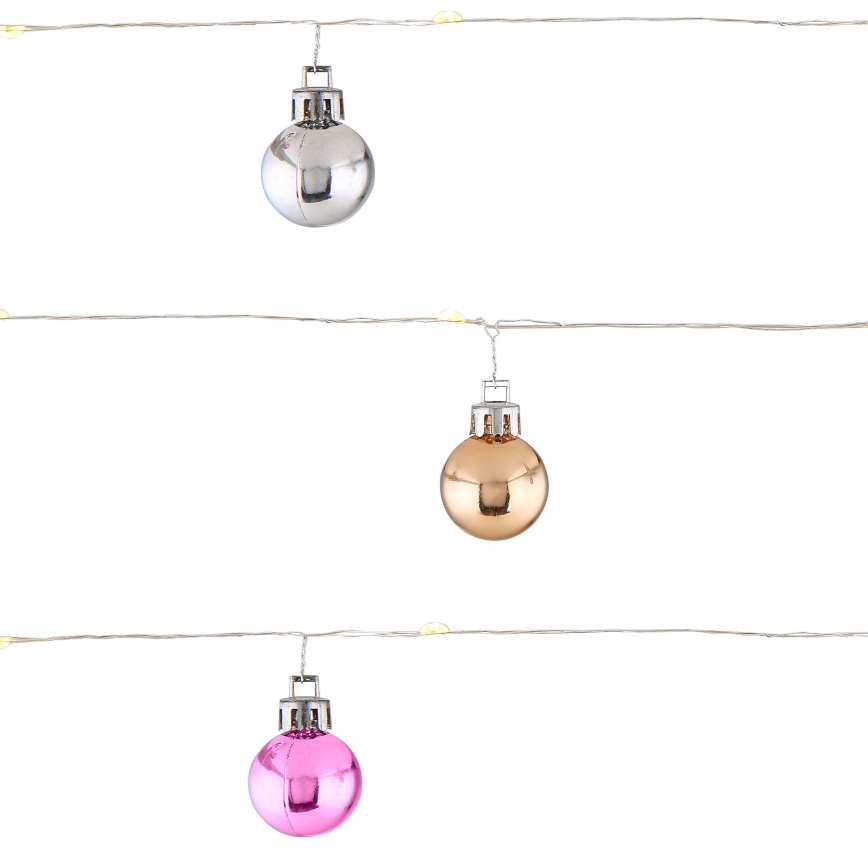 Globo - LED-Lichterkette, 20 x LED / 2 x AA, 2,2 m, warmweiß