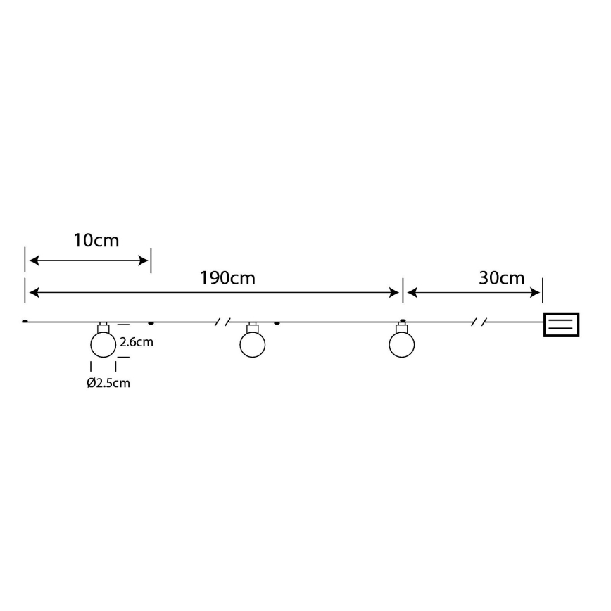 Globo - LED Lichterkette 20xLED/2xAA 2,2m warmweiß
