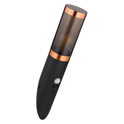 Globo - Outdoor-Wandleuchte mit Sensor 1xE27/15W/230V IP44 schwarz/kupfern