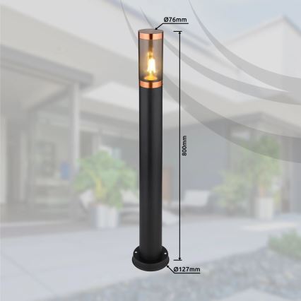Globo - Außenleuchte 1xE27/23W/230V IP44 80 cm schwarz/kupfern