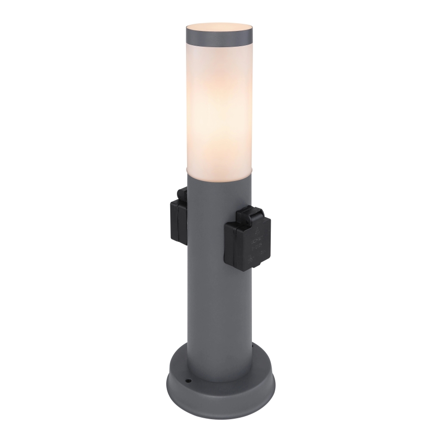 Globo 3158AK - Außenleuchte mit 2 Steckdosen BOSTON 1xE27/23W/230V IP44