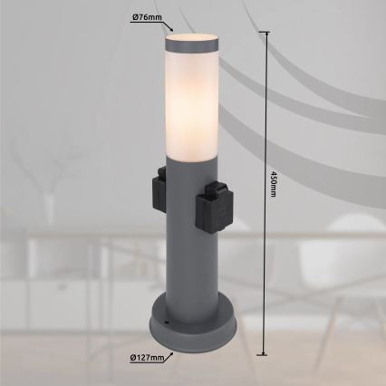 Globo 3158AK - Außenleuchte mit 2 Steckdosen BOSTON 1xE27/23W/230V IP44
