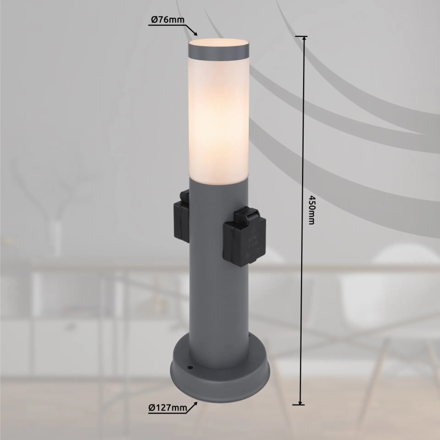 Globo 3158AK - Außenleuchte mit 2 Steckdosen BOSTON 1xE27/23W/230V IP44