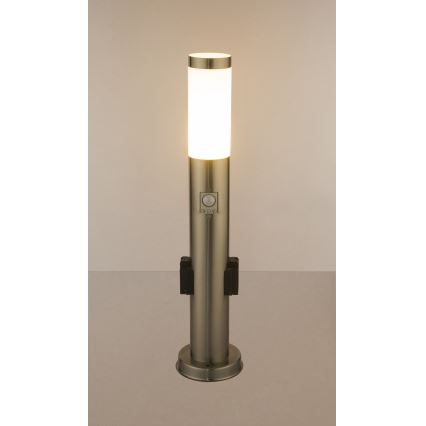 Globo - LED-Außenleuchte mit Sensor und 2 Steckdosen LED/9W/230V 60 cm IP44