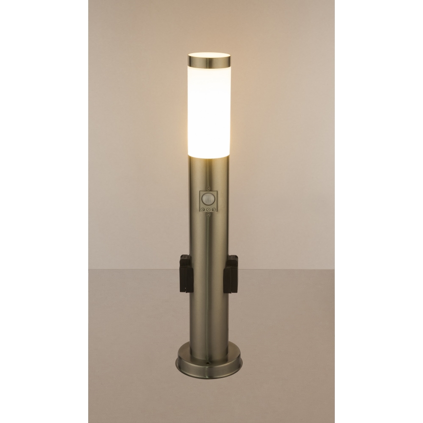 Globo - LED-Außenleuchte mit Sensor und 2 Steckdosen LED/9W/230V 60 cm IP44
