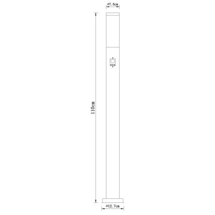 Globo - Auβenleuchte mit Sensor 1xE27/60W/230V 110 cm IP44