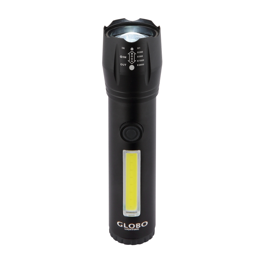 Globo - LED Akku-Taschenlampe LED/3W/5V + COB/3W 5500K 1200 mAh