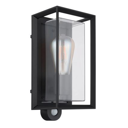 Globo - Outdoor-Wandleuchte mit Sensor 1xE27/60W/230V IP44 schwarz