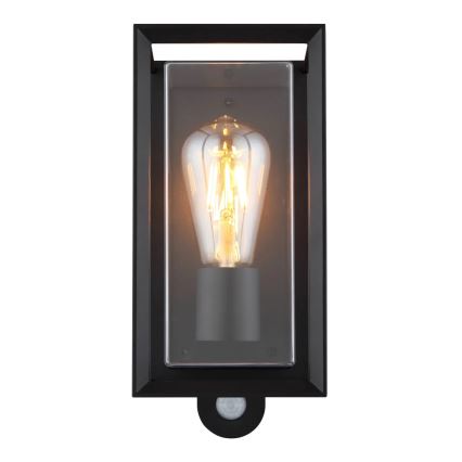 Globo - Outdoor-Wandleuchte mit Sensor 1xE27/60W/230V IP44 schwarz