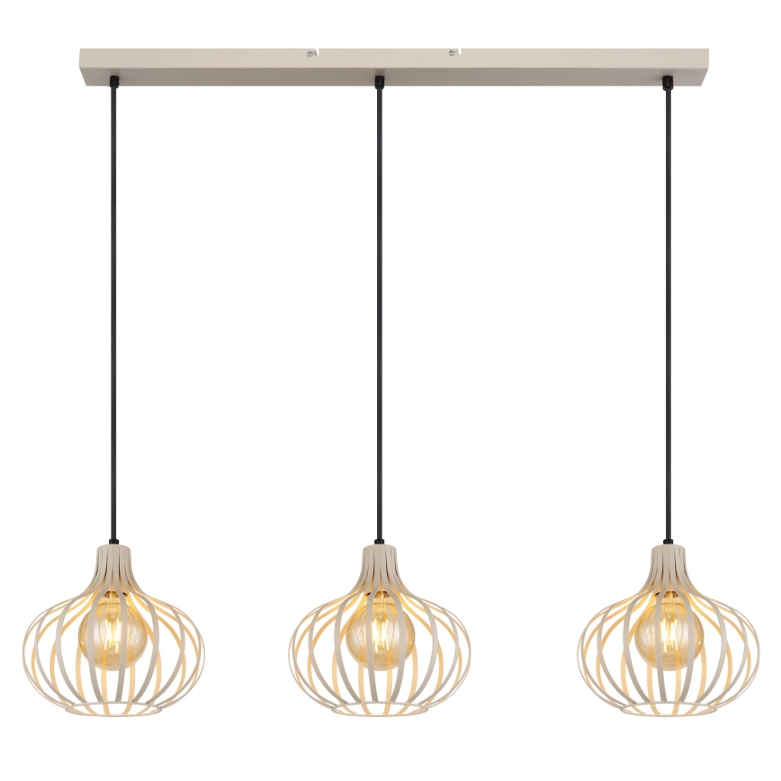 Globo - Hängeleuchte an Kabel 3xE27/40W/230V beige