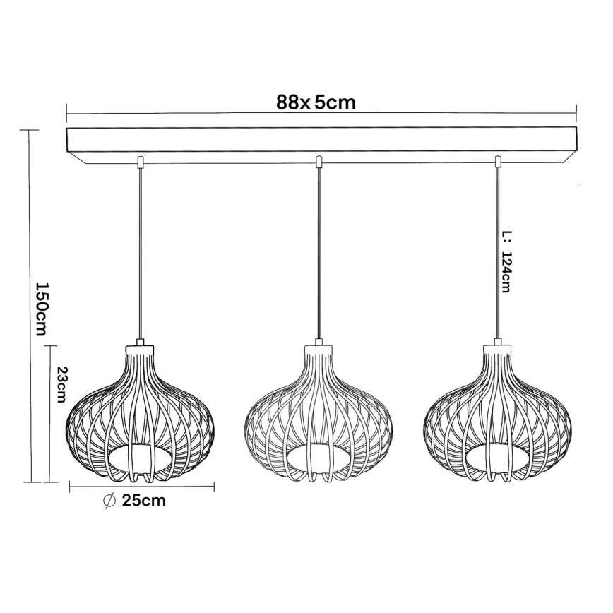 Globo - Hängeleuchte an Kabel 3xE27/40W/230V beige