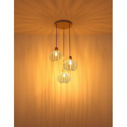 Globo - Pendelleuchte mit Kabel 3xE27/40W/230V beige