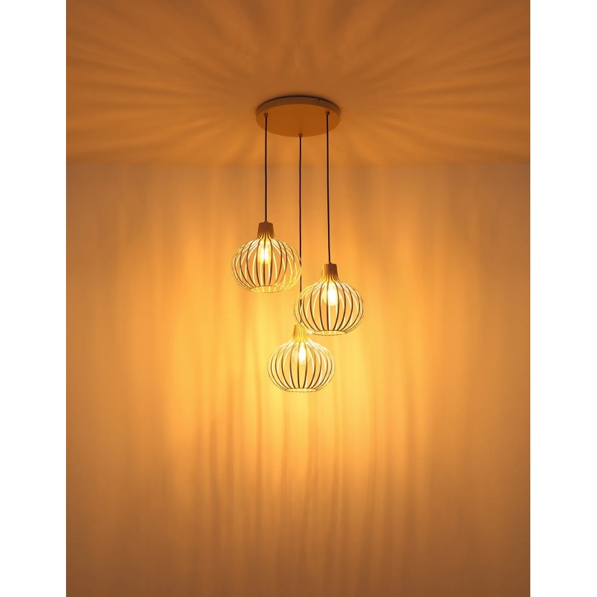Globo - Pendelleuchte mit Kabel 3xE27/40W/230V beige