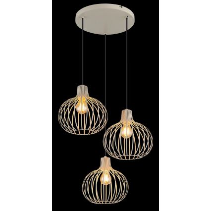 Globo - Pendelleuchte mit Kabel 3xE27/40W/230V beige