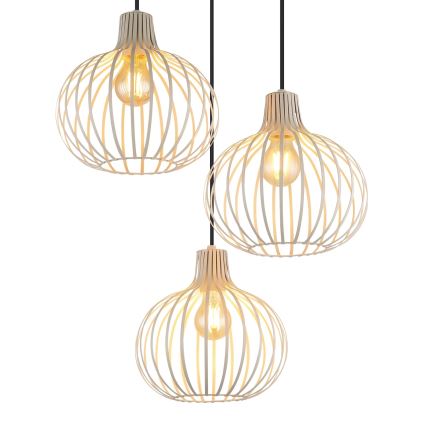 Globo - Pendelleuchte mit Kabel 3xE27/40W/230V beige