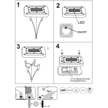 Globo – SET 2x LED-Solarleuchte LED/0,8W/1,2V IP44