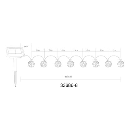 Globo - LED Solar-Dekorationskette 98xLED/0,1W/3V 410 cm IP44 600 mAh