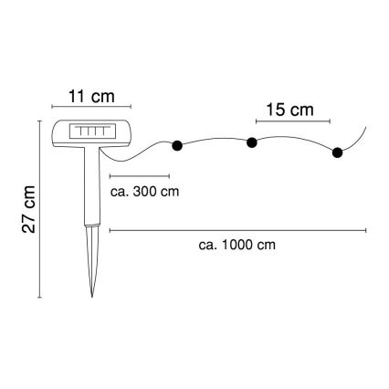 Globo - LED-Solarlichterkette 10 m 50xLED/2,4V IP44