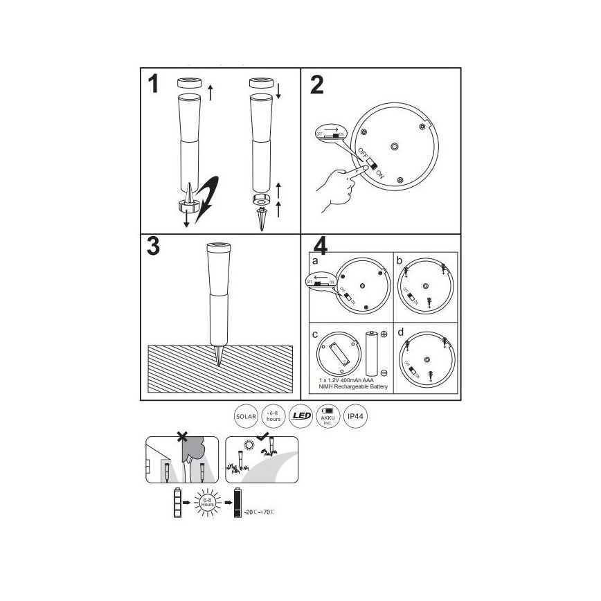 Globo - SET 2x LED-Solarleuchte LED/0,1W/3V 6000K IP44 400 mAh