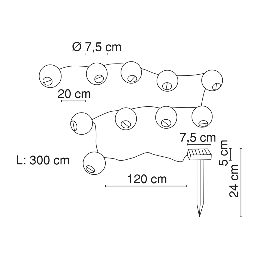 Globo - LED-Solarlichterkette 10xLED/0,06W/1,2V IP44