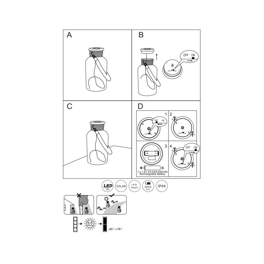 Globo - LED-Solarleuchte LED/0,6W/3,2V IP44 200 mAh