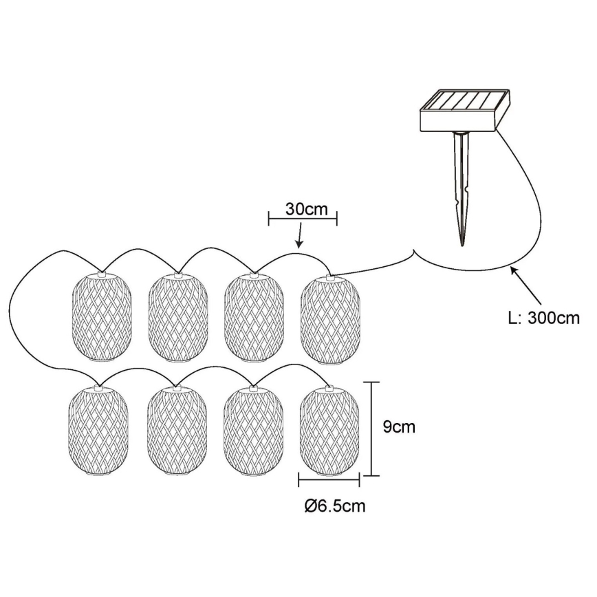 Globo - LED Solar-Lichterkette LED/0,06W/3V 650 cm IP44 400 mAh