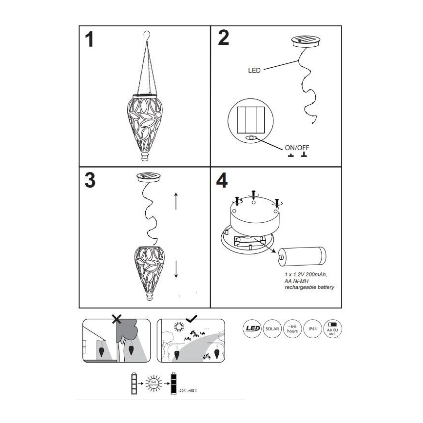 Globo - LED-Solarleuchte LED/0,9W/3,2V IP44 200 mAh klar