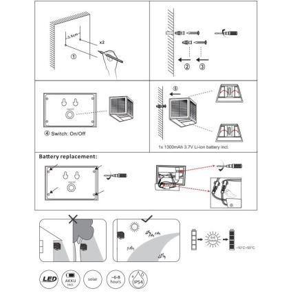 Globo - LED-Solarleuchte LED/6W/3,2V 3000K IP54 1300 mAh