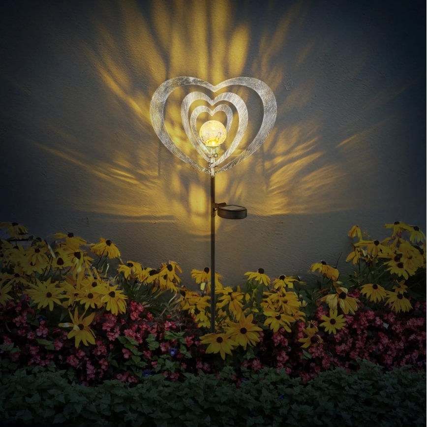Globo - LED-Solarleuchte LED/3V IP44 300 mAh Silbernes Herz
