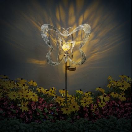 Globo - LED-Solarleuchte LED/3V IP44 300 mAh silberner Schmetterling