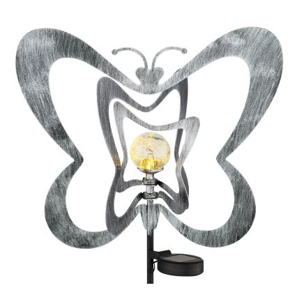 Globo - LED-Solarleuchte LED/3V IP44 300 mAh silberner Schmetterling