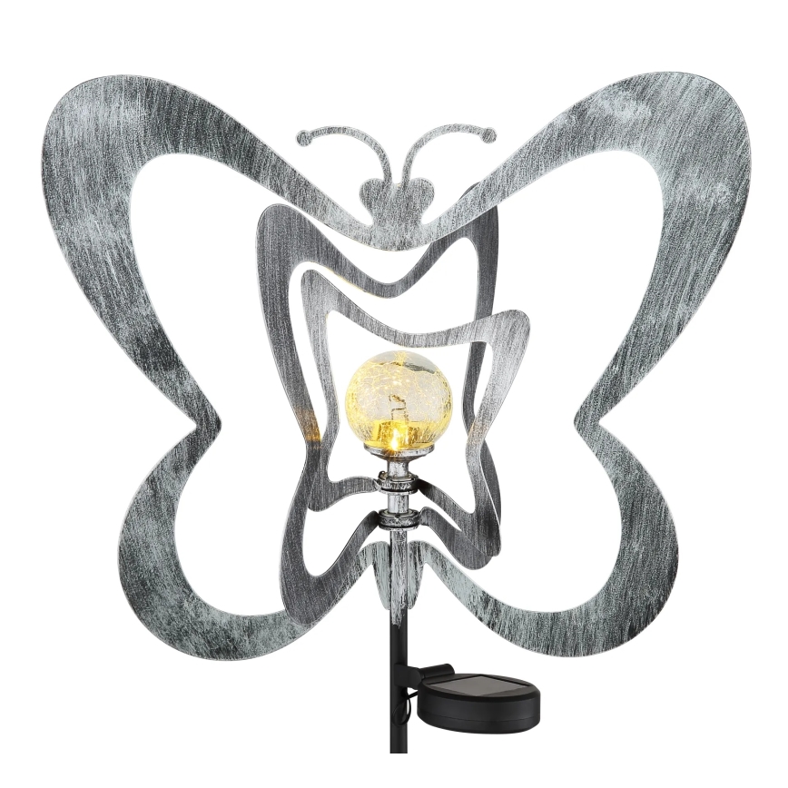 Globo - LED-Solarleuchte LED/3V IP44 300 mAh silberner Schmetterling