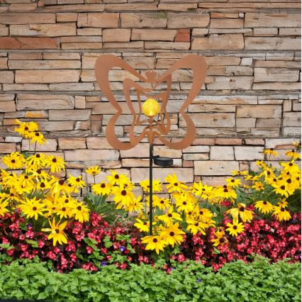 Globo - LED Solarleuchte LED/3V IP44 300 mAh Schmetterling in Rostoptik