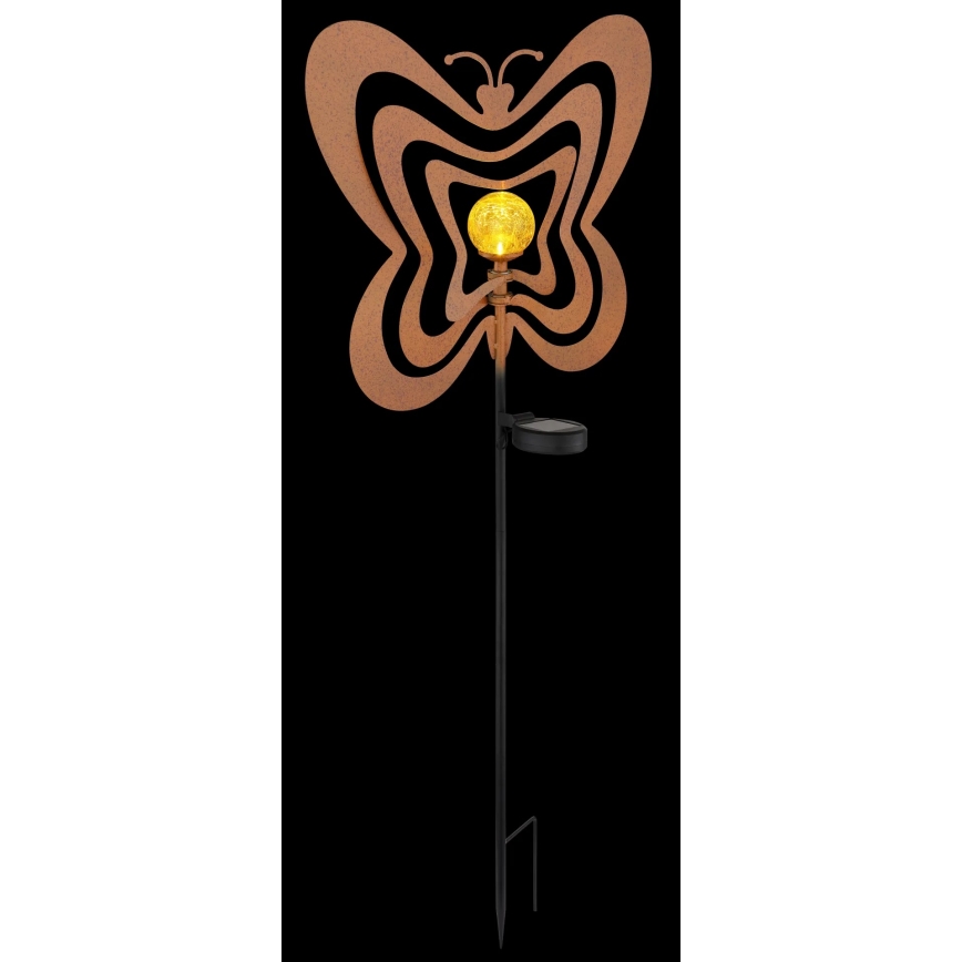 Globo - LED Solarleuchte LED/3V IP44 300 mAh Schmetterling in Rostoptik