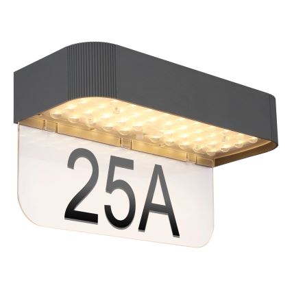 Globo - LED-Solar-Hausnummer LED/6W/3,7V IP54 1800 mAh