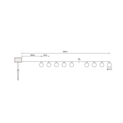Globo - LED-Solarlichterkette 20xLED/0,06W/3,2V 285 cm IP44