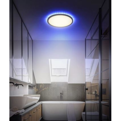 Globo - LED RGB Dimmbare Deckenleuchte für Badezimmer LED/18W/230V 3000-6000K + Fernbedienung IP44 schwarz