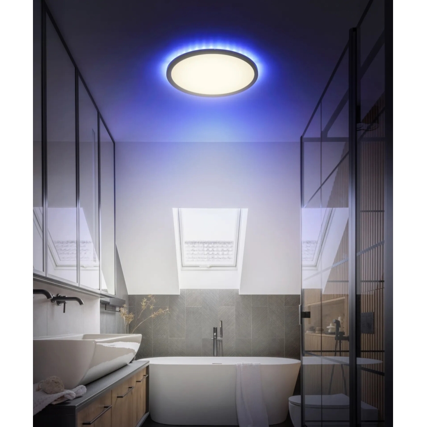 Globo - LED RGB Dimmbare Deckenleuchte für Badezimmer LED/18W/230V 3000-6000K + Fernbedienung IP44 schwarz
