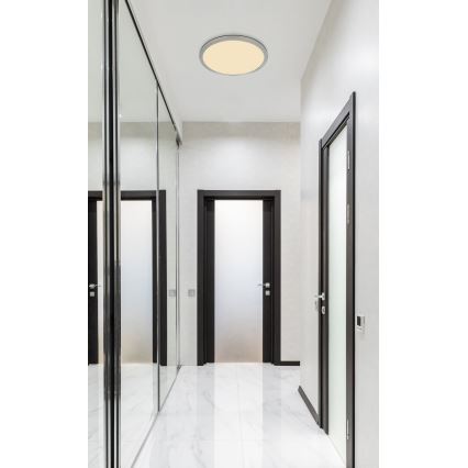Globo - Dimmbare LED-Deckenleuchte für Badezimmer LED/18W/230V d 29,4 cm IP44 matt Chrom