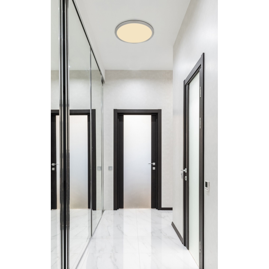 Globo - Dimmbare LED-Deckenleuchte für Badezimmer LED/18W/230V d 29,4 cm IP44 matt Chrom