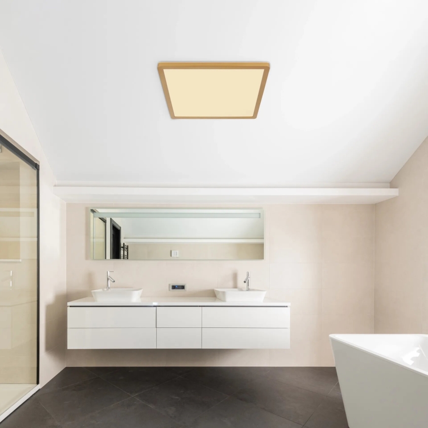 Globo - Dimmbare LED-Deckenleuchte für Badezimmer LED/24W/230V 3000K IP44 42x42 cm Messing