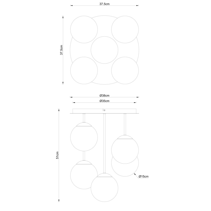 Globo - Aufgesetzte Deckenleuchte 5xE14/25W/230V Messing