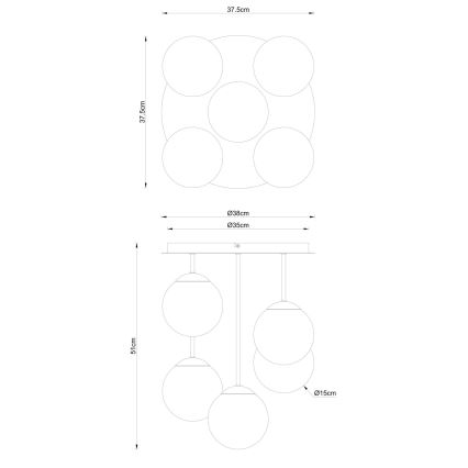 Globo - Aufgesetzte Deckenleuchte 5xE14/25W/230V schwarz