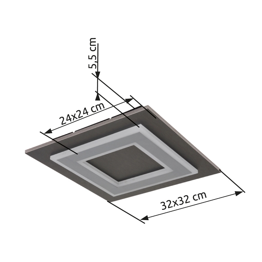 Globo - LED-Deckenleuchte LED/24W/230V 3000K 32x32 cm anthrazit