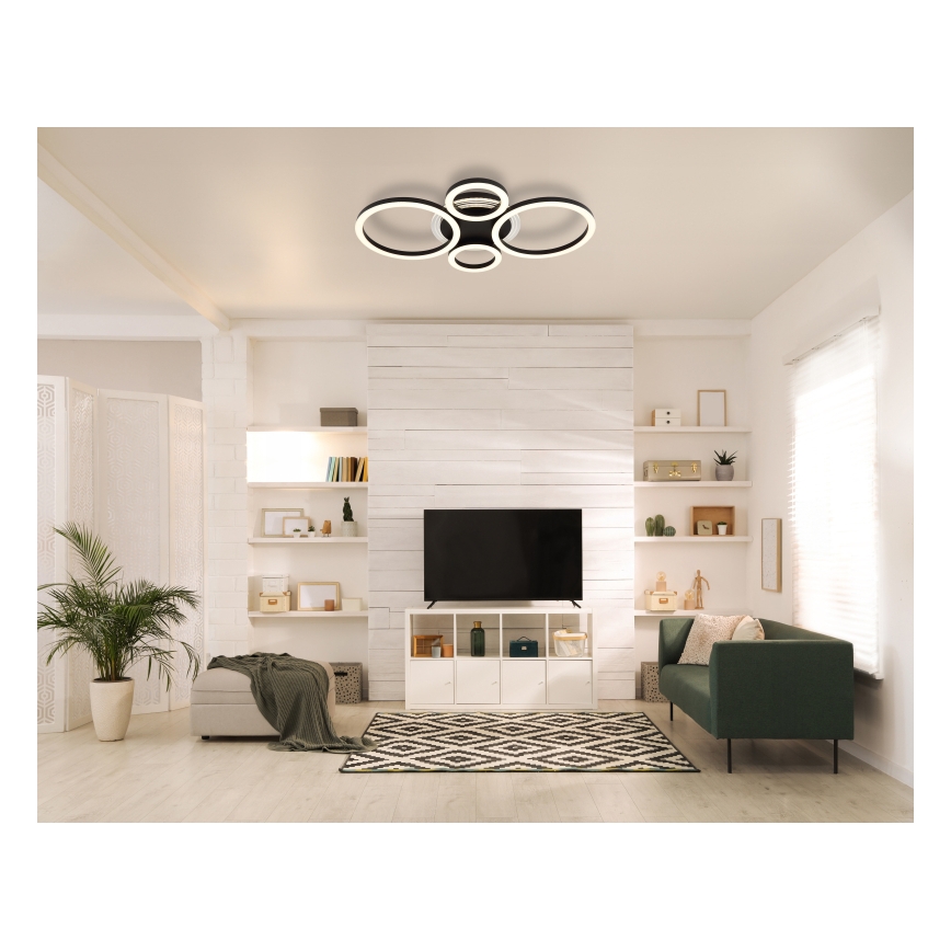 Globo - LED-Deckenleuchte LED/40W/230V 2700/4500/6500K Ø 35,5 x 53 cm schwarz