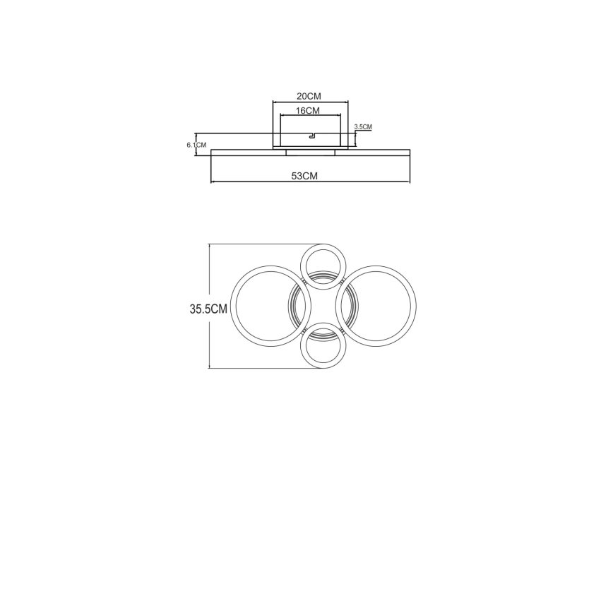 Globo - LED-Deckenleuchte LED/40W/230V 2700/4500/6500K Ø 35,5 x 53 cm Messing