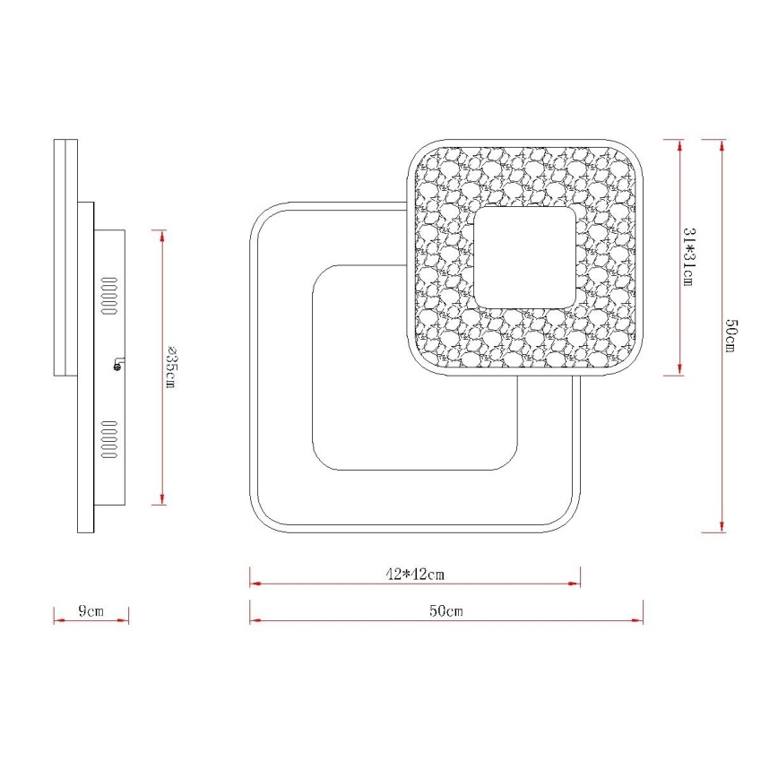 Globo - Dimmbare LED-Deckenleuchte LED/48W/230V 2700-6000K 50x50 cm + Fernbedienung